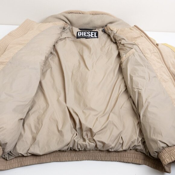 Diesel Puffer Jacket W-Briggs Padded Brown Beige Brushed Nylon Large - Picture 12 of 15